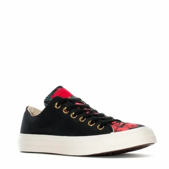 Converse Women's Black & Red Floral Low Top Sneakers - Picture 2 of 14